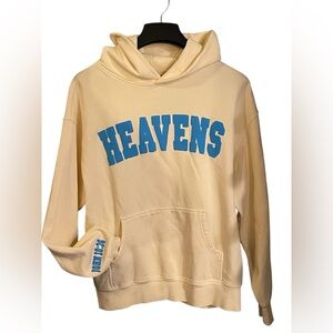 Shaka Wear Cream Hoodie with Blue 'HEAVENS' Print John 18:36 Christmas